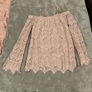 Blush off the shoulder shirt